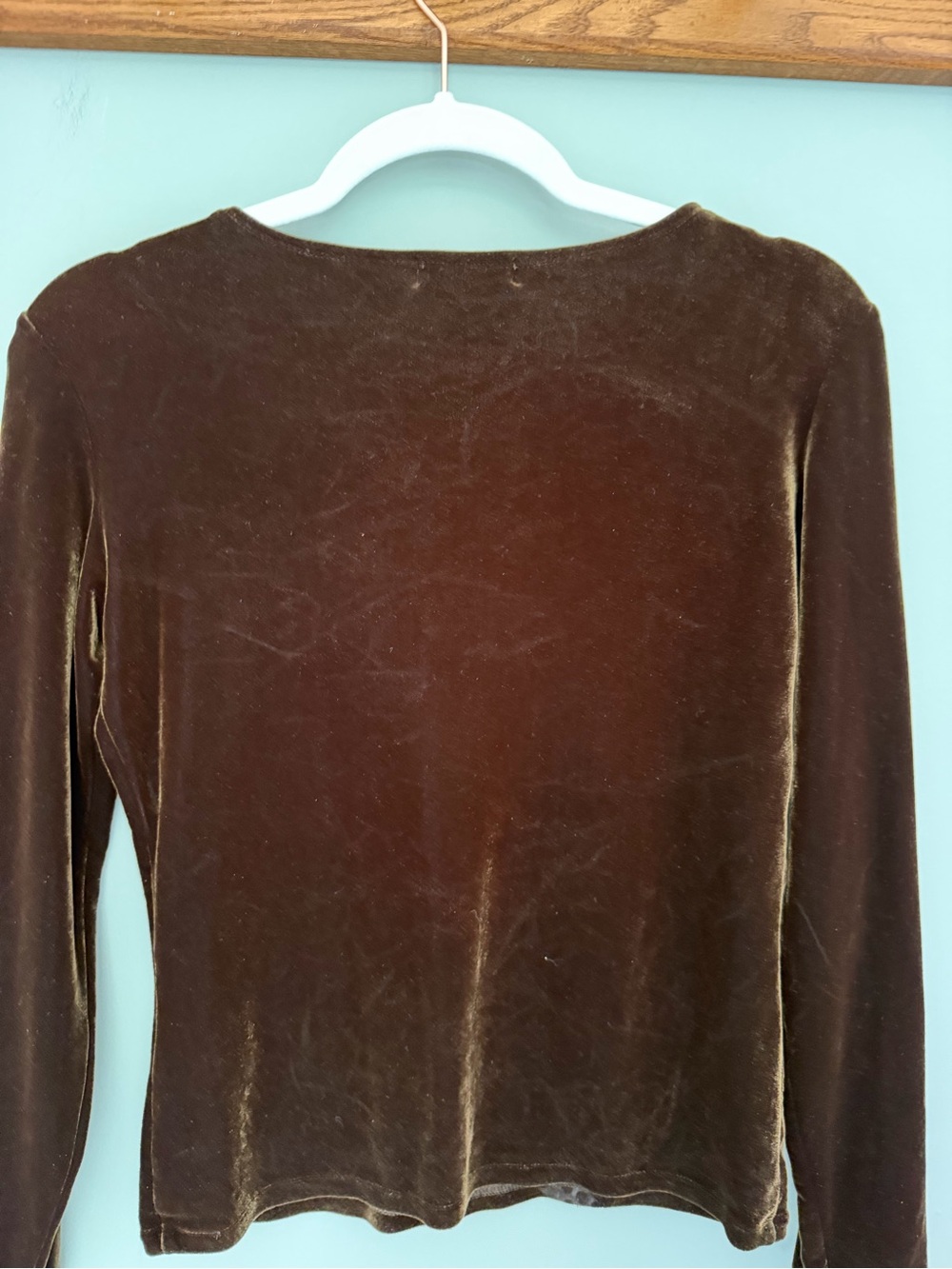 Vintage 90s Banana Republic Chocolate Brown Velvet Top Blouse USA Made Classic - Picture 8 of 13
